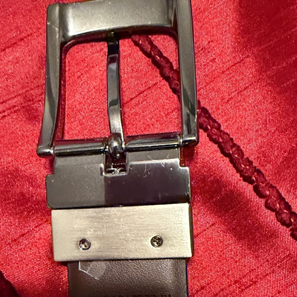 Duchamp Black Belt with Silver Buckle mens 42 waist leather - Picture 3 of 7